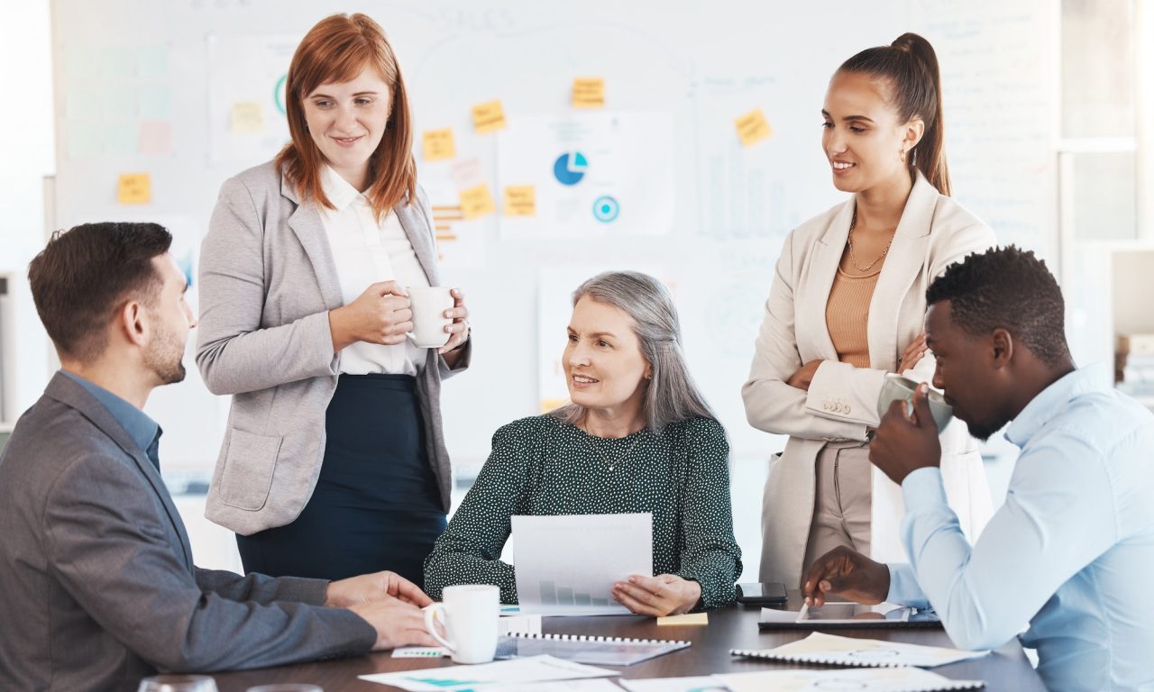 Advertising and marketing collaboration and business people in a meeting conversation of work seo d